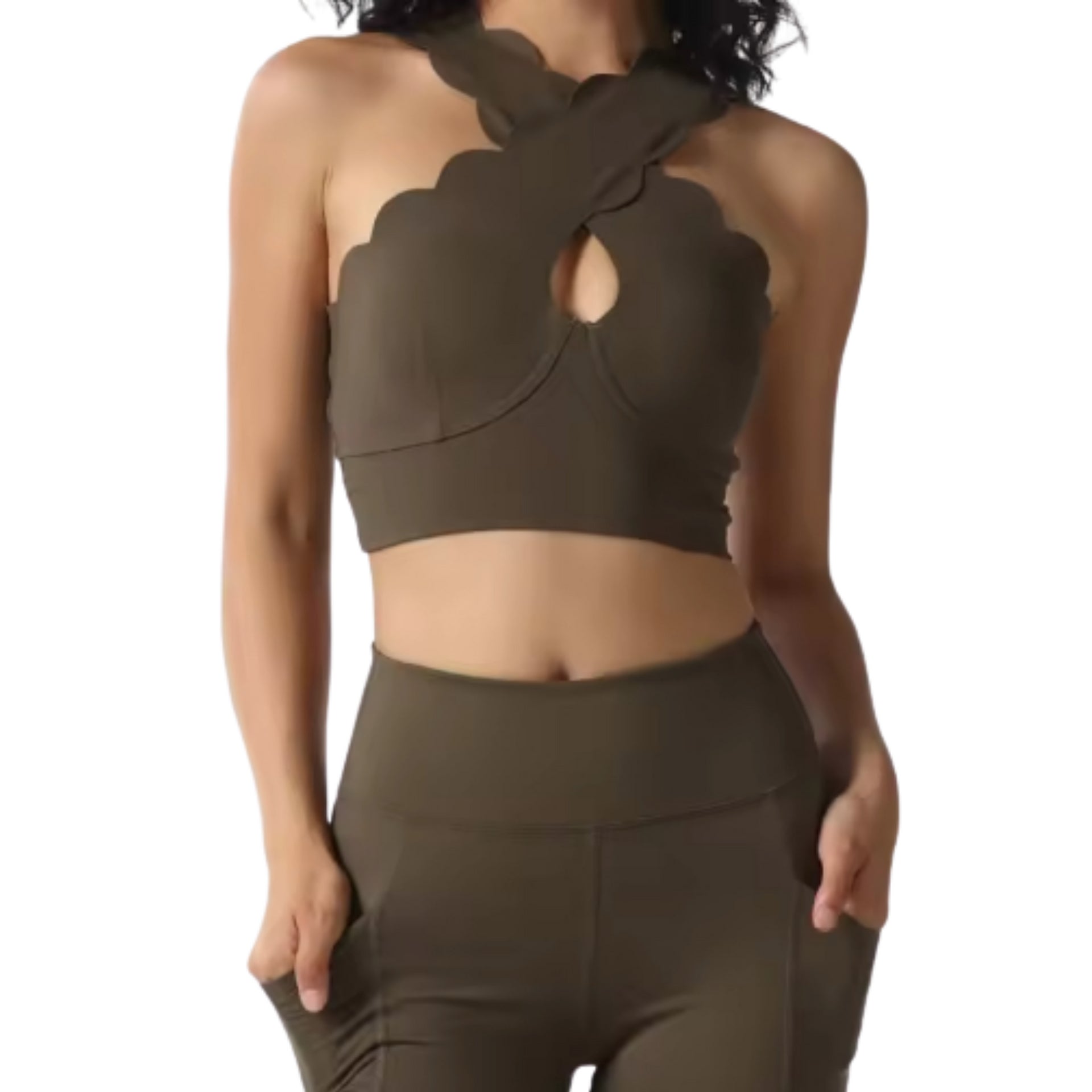 Cloudy Two Shoulders Bra and Legging Set
